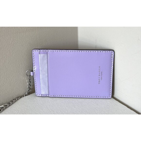 New Tory Burch Britten Patent Zip Continental Wallet Lavender with Card Holder - Picture 6 of 7